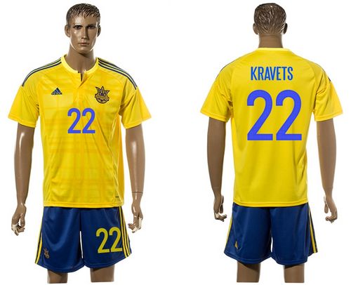 Ukraine #22 Kravets Home Soccer Country Jersey
